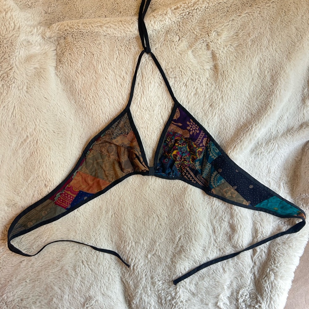 Patchwork Halter Bikini Top M-L